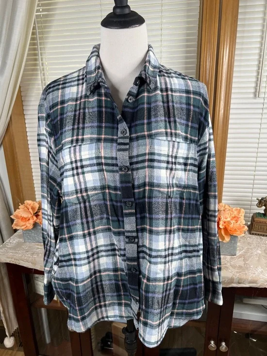 Madewell Flannel Sunday Shirt in Cronston Plaid Size XL - Picture 6 of 8